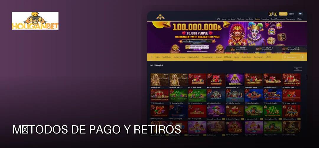 Métodos de pago y retiros