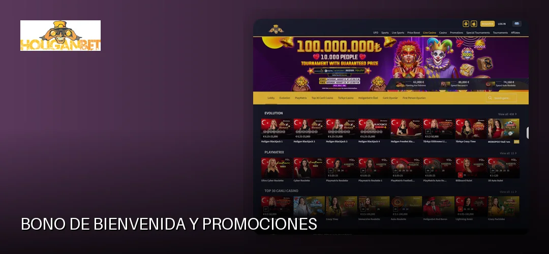 Bono de bienvenida y promociones