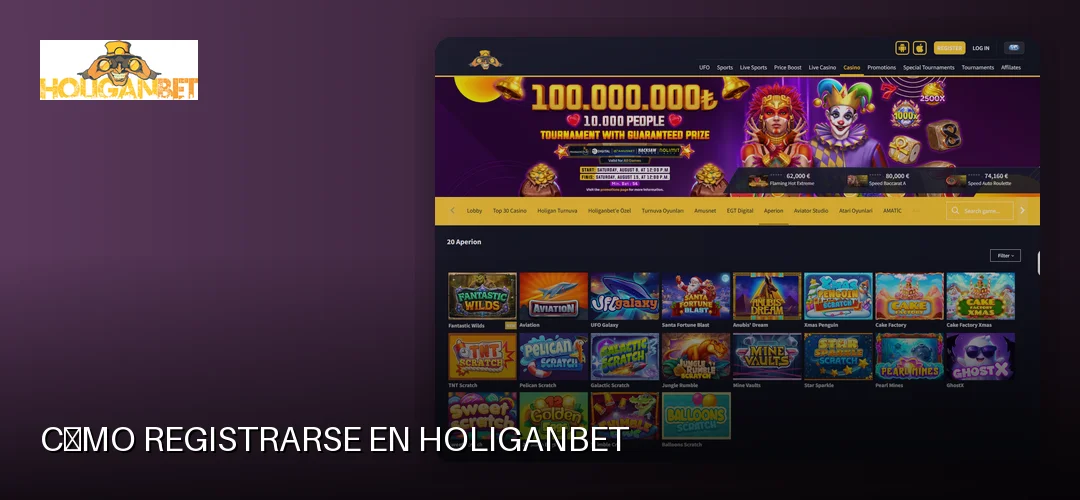 Cómo registrarse en Holiganbet