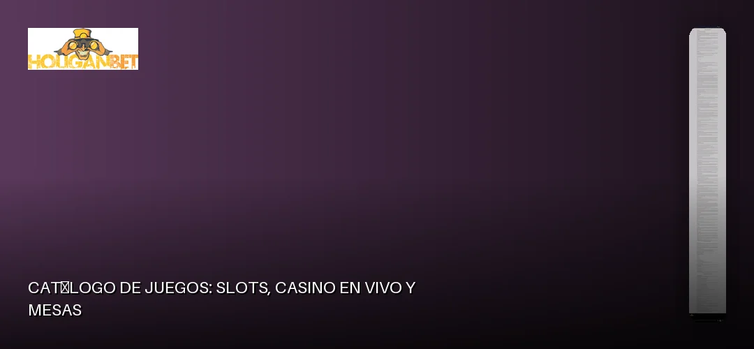 Catálogo de juegos: slots, casino en vivo y mesas